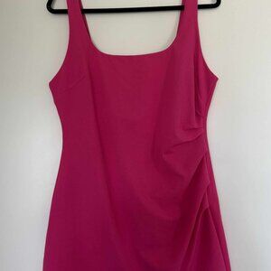 Hot Pink Mini Dress with a ruched side
